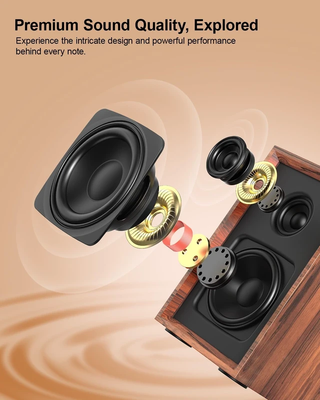 Alt view image 7 of 7 - Bluetooth Vinyl Record Player with Stereo External Speakers Vintage 3-Speed Belt Drive Turntable for Vinyl Records Two Stereo Speakers USB/SD Recording RCA Line-Out& AUX-in, Headphone Jack, Retro