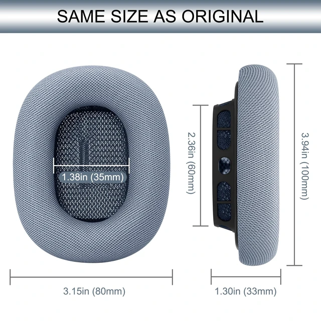 Alt view image 7 of 7 - Upgraded Ear Cushions Replacement Earpads for AirPods Max 1 & 2 Headphones, Protein Leather Ear Pads Cover with Memory Foam and Magnet for AirPods Max 1 & 2 (Blue)