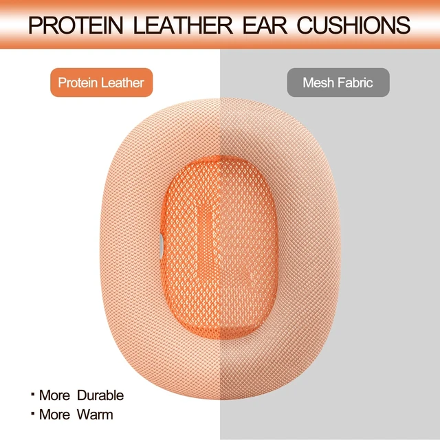 Alt view image 7 of 7 - Upgraded Ear Cushions Replacement Earpads for AirPods Max 1 & 2 Headphones, Protein Leather Ear Pads Ear Covers Cups with Memory Foam and Magnet for AirPods Max 1 & 2 (Orange)