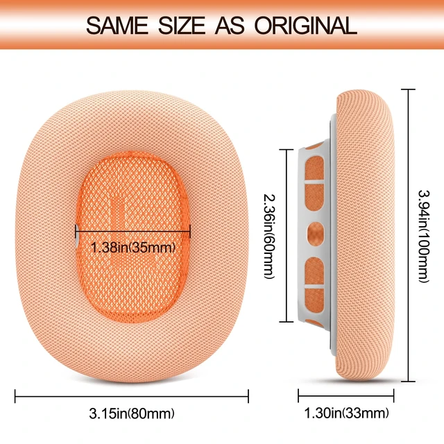 Alt view image 6 of 7 - Upgraded Ear Cushions Replacement Earpads for AirPods Max 1 & 2 Headphones, Protein Leather Ear Pads Ear Covers Cups with Memory Foam and Magnet for AirPods Max 1 & 2 (Orange)