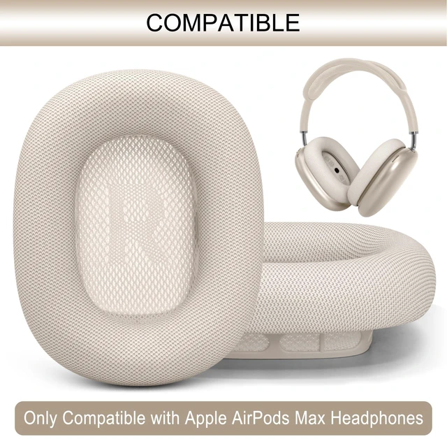 Alt view image 2 of 7 - Upgraded Ear Cushions Replacement Earpads for AirPods Max 1 & 2 Headphones, Protein Leather Ear Pads Cover with Memory Foam and Magnet for AirPods Max 1 & 2 (Starlight)