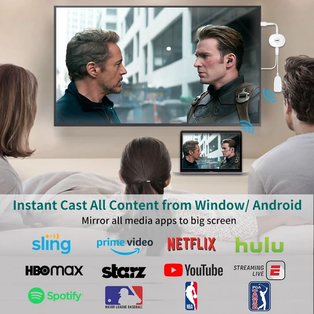 Alt view image 3 of 7 - 4K Wireless HDMI Display Dongle Adapter 1080P, WiFi Casting Movies, Shows Receiver for i-Phone, i-Pad, iOS, Android, Tablet, Laptop, Windows to HDTV/Monitor/Projector, Support Miracast Air Play, White
