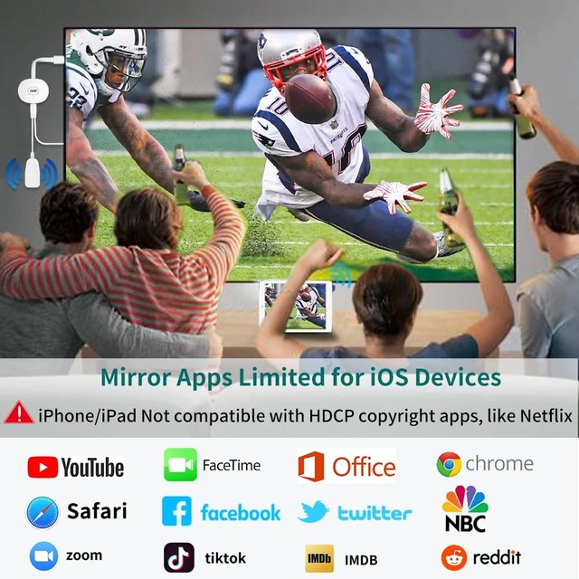Alt view image 4 of 7 - 4K Wireless HDMI Display Dongle Adapter 1080P, WiFi Casting Movies, Shows Receiver for i-Phone, i-Pad, iOS, Android, Tablet, Laptop, Windows to HDTV/Monitor/Projector, Support Miracast Air Play, White