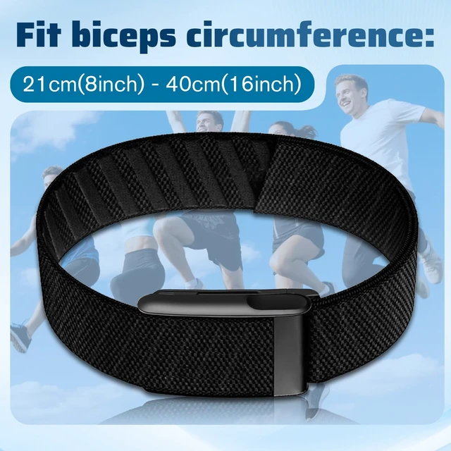 Alt view image 5 of 7 - 2Packs Nylon Bicep Band Compatible with Whoop 5.0 Arm/Ankle Bands,Adjustable Elastic Replacement Sport Strap for Whoop 5.0 One/Peak/MG/Life for Men Women,Breathable,Washable,Durable