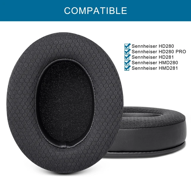 Alt view image 2 of 7 - Replacement Ear Pads for Sennheiser HD280/HD280-13/HD280-Pro/HD281 - Black Also for HMD280 / HMD280 Pro / HMD280-13 / HMD281 / HMD281 Pro Headphones, Earpads Cushions with Upgrade Memory Foam