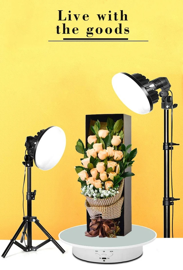 Alt view image 3 of 6 - Motorized Rotating Display Stand, 7.87inch /17.6lbs Load, 360 Degree Electric Rotating Turntable for Photography Products, Jewelry, Cake,3D Model, Mirror Cover (White/Button Control)