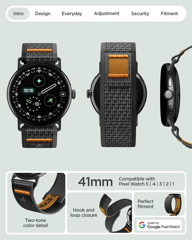 Alt view image 2 of 7 - for Google Pixel Watch 5/4/3/2/1 41/45mm Athlex Air Lightweight Soft Nylon Fabric Adjustable Men Women Hook and Loop Sport Replacement Strap