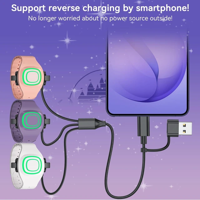 Alt view image 2 of 7 - 3 in 1 Charger for Disney MagicBand+, Nylon USB-C and USB-A Charging Cable Charging Cable Replacement for Magic Band Plus Watch, for Disney-Essentials Travel Accessories