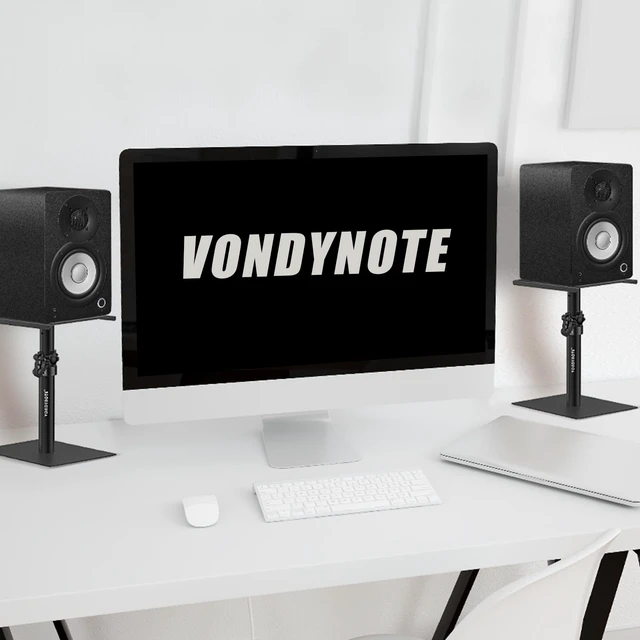 Alt view image 6 of 6 - Set of 2 Desktop Studio Monitor Speaker Stands Bookshelf Speaker Stands