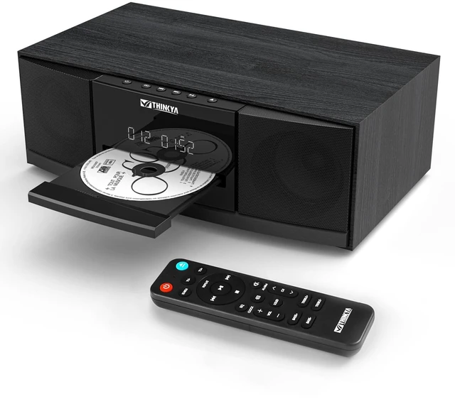 Main image of Bluetooth Stereo System for Home with CD Player, FM Radio, 36W RMS Dual 3-Inch Speakers, Bluetooth 5.3, 40 FM Presets, LED Clock & Alarm, USB/SD Playback & AUX Input, IR Remote, Black Wood