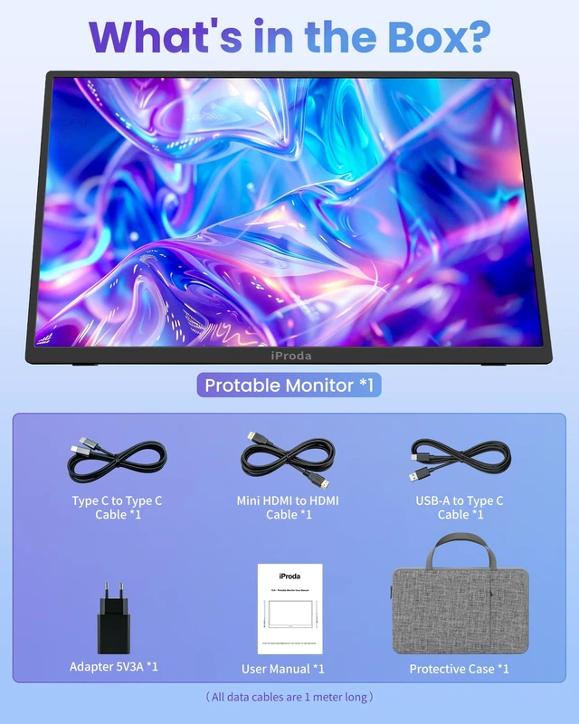 Alt view image 7 of 7 - 18.5 inch Portable Monitor 120Hz FHD 1080P Ultra-Slim External Screen USB C HDMI Plug & Play,Travel Monitor with Kickstand & Speakers,External Monitor for Laptop PC Phone PS4/5 Xbox Switch