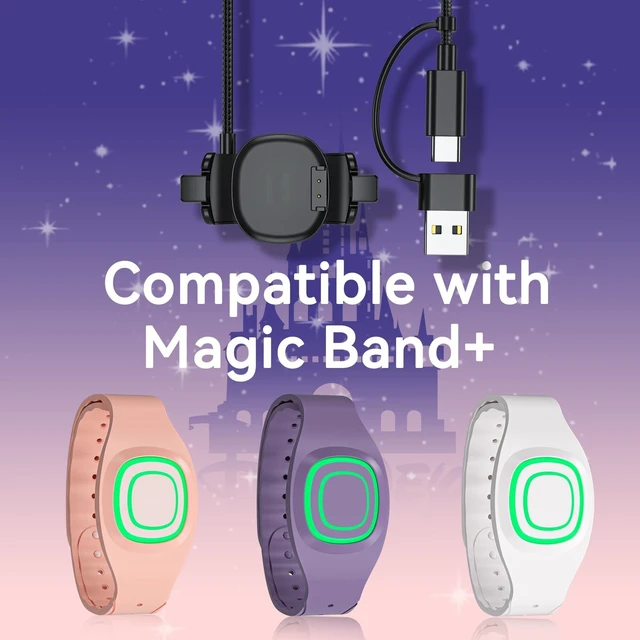 Alt view image 3 of 7 - 3 in 1 Charger for Disney MagicBand+, Nylon USB-C and USB-A Charging Cable Charging Cable Replacement for Magic Band Plus Watch, for Disney-Essentials Travel Accessories