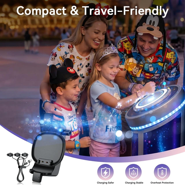 Alt view image 7 of 7 - 3 in 1 Charger for Disney MagicBand+, Nylon USB-C and USB-A Charging Cable Charging Cable Replacement for Magic Band Plus Watch, for Disney-Essentials Travel Accessories