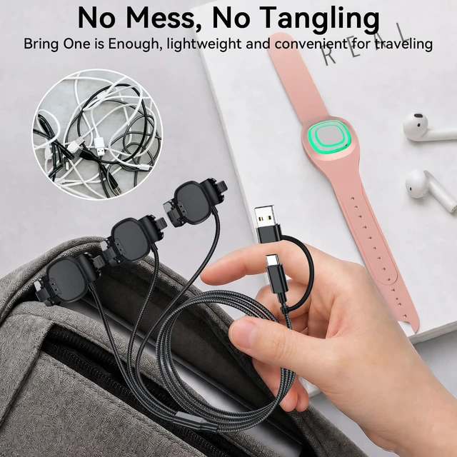 Alt view image 6 of 7 - 3 in 1 Charger for Disney MagicBand+, Nylon USB-C and USB-A Charging Cable Charging Cable Replacement for Magic Band Plus Watch, for Disney-Essentials Travel Accessories