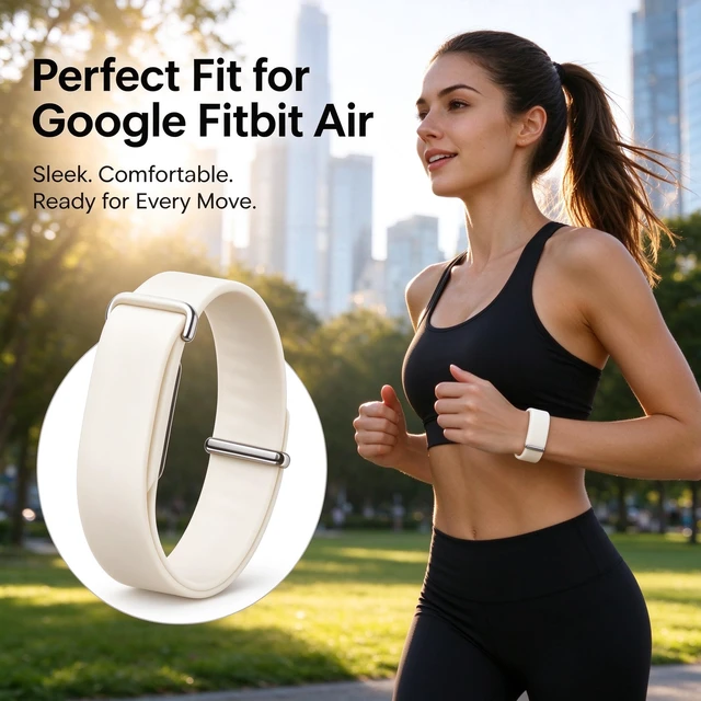 Alt view image 5 of 7 - 2 Pack Band for Google Fitbit Air Silicone Adjustable Replacement Strap Metal Buckle,Stretchy Elastic Sport Strap, Wristband for Women and Men