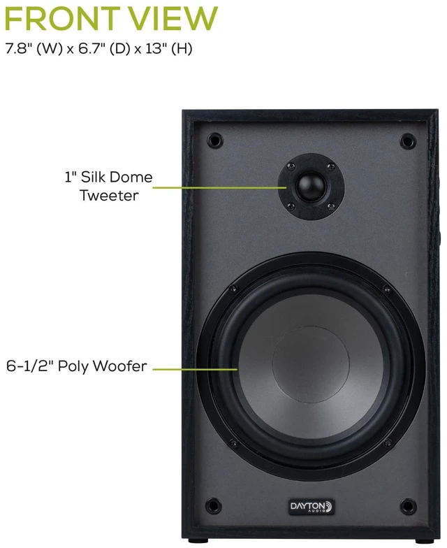 Alt view image 5 of 7 - Classic B65A Powered Bluetooth Bookshelf Speaker Pair Black 6.5" Speaker, 70W RMS Class D Amplification, Dolby Atmos & DTS:X Compatible, RCA Line Input, True Hi-Fi Crossover Network