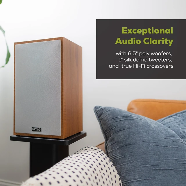 Alt view image 2 of 7 - Classic B65A Powered Bluetooth Bookshelf Speaker Pair Wood 6.5" Speaker, 70W RMS Class D Amplification, Dolby Atmos & DTS:X Compatible, RCA Line Input, True Hi-Fi Crossover Network