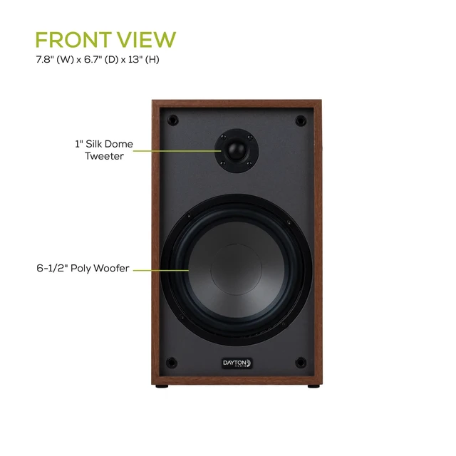 Alt view image 5 of 7 - Classic B65A Powered Bluetooth Bookshelf Speaker Pair Wood 6.5" Speaker, 70W RMS Class D Amplification, Dolby Atmos & DTS:X Compatible, RCA Line Input, True Hi-Fi Crossover Network