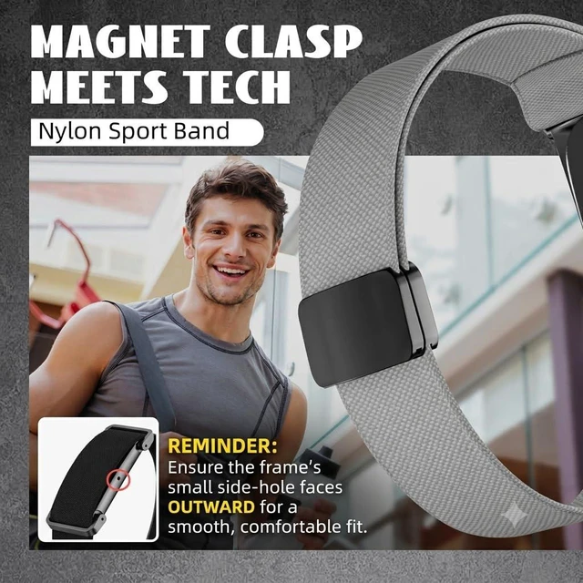 Alt view image 2 of 7 - Magnetic Nylon Band Compatible with Google Fitbit Air Active Band 20g Featherlight Sport Strap with Quick-Adjust Magnetic Clasp for Men Women,Breathable Moisture-Wicking Wristband Replacement