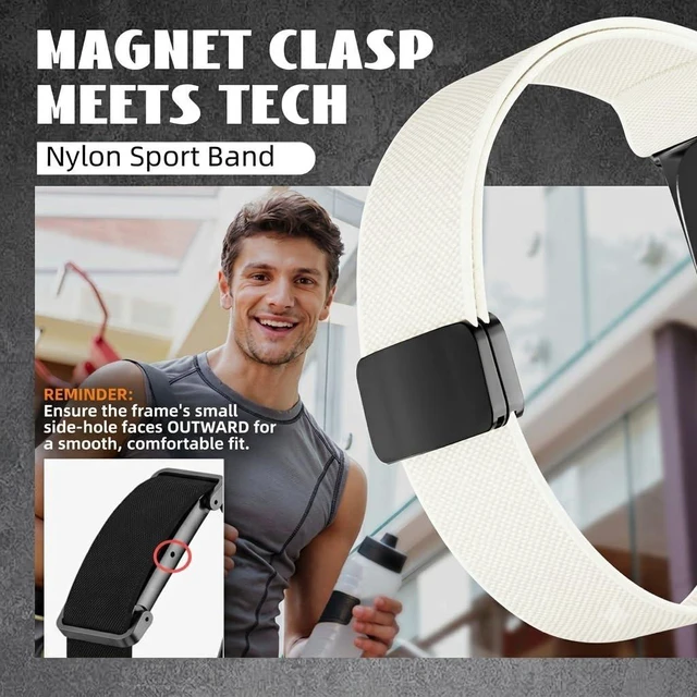 Alt view image 2 of 7 - Magnetic Nylon Band Compatible with Google Fitbit Air Active Band 20g Featherlight Sport Strap with Quick-Adjust Magnetic Clasp for Men Women,Breathable Moisture-Wicking Wristband Replacement