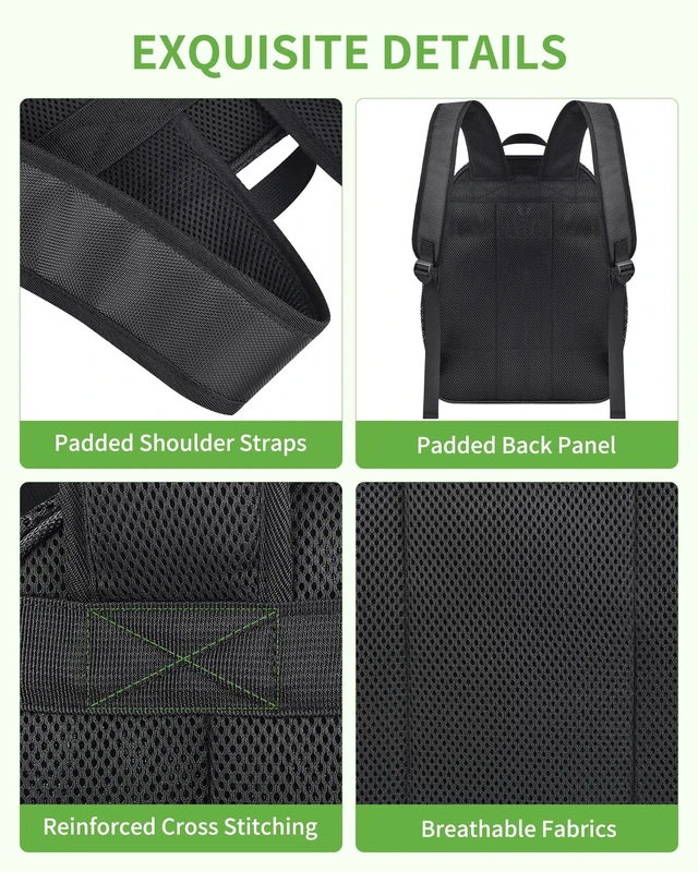 Alt view image 5 of 7 - Mesh Backpack, 28L Heavy Duty Large Capacity Beach Bag, Black Padded Strap Breathable Bookbag, Dual Front Pockets for Travel, Beach, Hiking, Swimming, Sports, College Rucksack Men Women