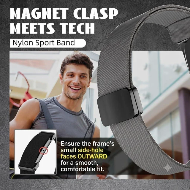 Alt view image 2 of 7 - Magnetic Nylon Band Compatible with Google Fitbit Air Active Band 20g Featherlight Sport Strap with Quick-Adjust Magnetic Clasp for Men Women,Breathable Moisture-Wicking Wristband Replacement