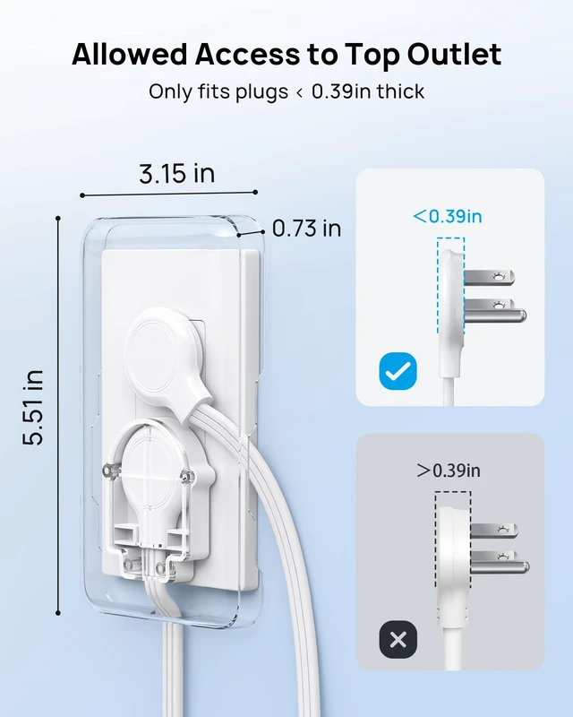 Alt view image 4 of 7 - 6FT Flat Plug Power Strip with Outlet Cover Outlet Concealer Extension Cord with 4 Outlets and 4 USB Ports, 1440J Surge Protector for Home Improvement to Hide Messy