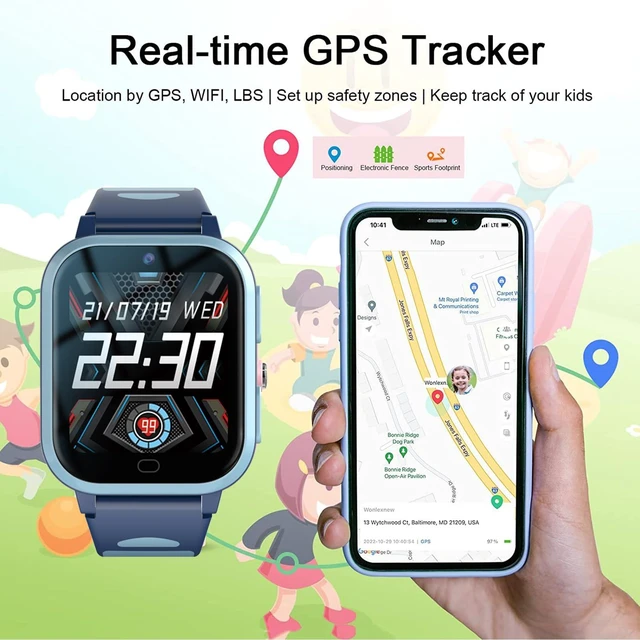 Alt view image 2 of 7 - 4G GPS Smart Watch for Kids WhatsApp Line Video Phone Call and Text Voice Chat SOS Alarm Message Anti-Lost Real-time Tracker Pedometer Silent Mode Camera TikTok Facebook Global Version Age 3-15 Gift