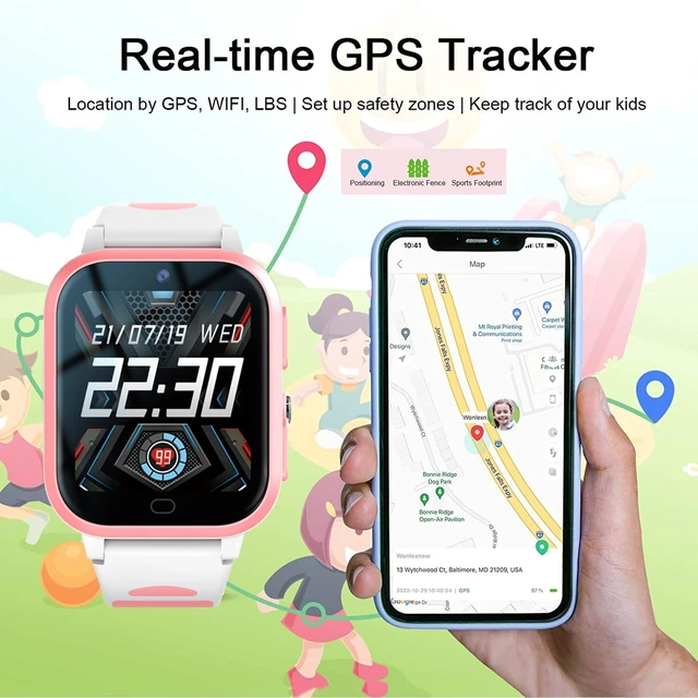 Alt view image 2 of 7 - 4G GPS Smart Watch for Kids WhatsApp Line Video Phone Call and Text Voice Chat SOS Alarm Message Anti-Lost Real-time Tracker Pedometer Silent Mode Camera TikTok Facebook Global Version Age 3-15 Gift