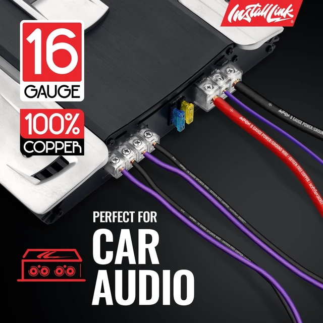 Alt view image 4 of 7 - 16 AWG Gauge Speaker Wire (30 Feet) Car or Home Theater (OFC) Pure OFC Copper, 16/2 Speaker Cable, 2-Conductor, Frosted Purple/Black, Easy Strip, Polarity ID, for Car Audio & Home Stereo