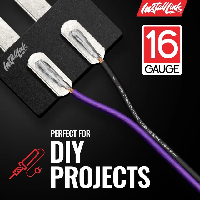 Alt view image 6 of 7 - 16 AWG Gauge Speaker Wire (30 Feet) Car or Home Theater (OFC) Pure OFC Copper, 16/2 Speaker Cable, 2-Conductor, Frosted Purple/Black, Easy Strip, Polarity ID, for Car Audio & Home Stereo