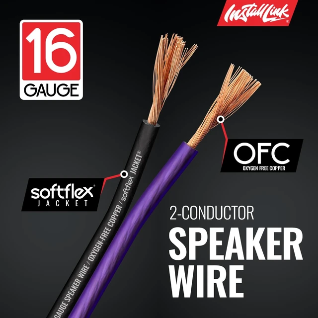 Alt view image 7 of 7 - 16 AWG Gauge Speaker Wire (30 Feet) Car or Home Theater (OFC) Pure OFC Copper, 16/2 Speaker Cable, 2-Conductor, Frosted Purple/Black, Easy Strip, Polarity ID, for Car Audio & Home Stereo