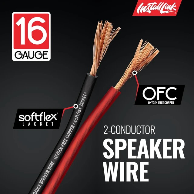 Alt view image 7 of 7 - 16 AWG Gauge Speaker Wire (30 Feet) Car or Home Theater (OFC) Pure OFC Copper, 16/2 Speaker Cable, 2-Conductor, Frosted Red/Black, Easy Strip, Polarity ID, for Car Audio & Home Stereo
