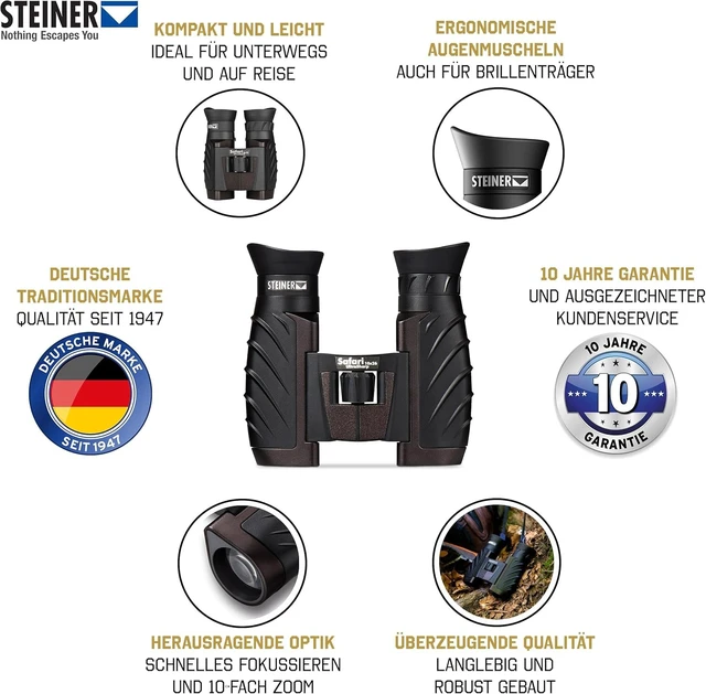 Alt view image 7 of 7 - Safari UltraSharp 10x26 Binoculars, Compact, Large Magnification, Robust, Waterproof, Ideal for Travel, Hiking, Concerts, Sports and Nature Observation