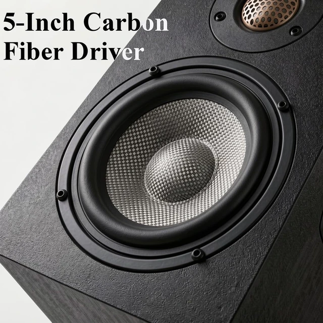 Alt view image 4 of 7 - H3 Powered Bluetooth Bookshelf Speakers, 100W Carbon Fiber Woofer, Silk-Dome Tweeter, 24-Bit Optical/USB-C DAC/AUX, PC/Computer/Turntable/Record Player/TV Compatible