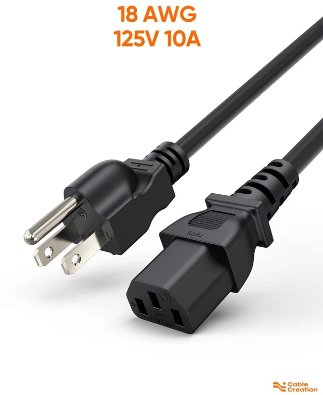 Alt view image 5 of 6 - 5-Pack 1 Feet 18AWG Power Cord for NEMA 5-15P to IEC320C13 Universal Power Cable, 0.3m, Black
