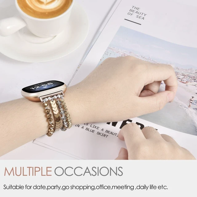 Alt view image 4 of 7 - Bracelet Compatible with Fitbit Versa 3/Versa 4 Bands/Fitbit Sense/Sense 2 Bands for Women