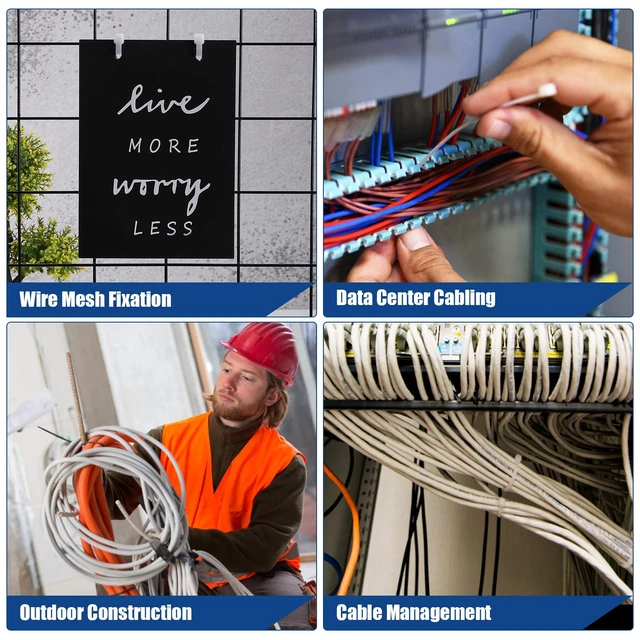 Alt view image 6 of 7 - UL Listed Heavy Duty Cable Zip Ties 10 Inch, 200Pcs Industrial Nylon Heavy Duty Self Locking Wire Tie Wraps with 50 lbs Tensile Strength, Heat Resistant for Home Office Garage Multiple Use - White