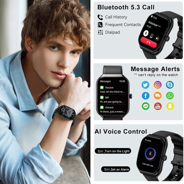 Alt view image 2 of 4 - Smart Watch for iOS and Android Phones, HD 2.01" Screen Smart Watches for Women Men,1ATM Waterproof,112+ Sports Modes Fitness Activity Tracker,Heart Rate Sleep Monitor Steps Calories Counter,Black