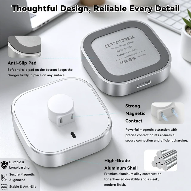 Alt view image 6 of 6 - Charging Dock for RingConn Gen 2 Gen 2 Air Gen 3 Smart Rings Aluminum alloy Fast charging stand for RingConn Size 6/7/8/9/10/11/12/13/14/15
