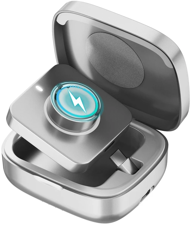 Main image of Portable Charging Case Compatible with Oura Ring Gen 3/4/5 (Silver) Universal Fit, 1000mAh Wireless Power Station for Travel, 30-Day Runtime Charger Accessories, (Official Charger NOT Included)
