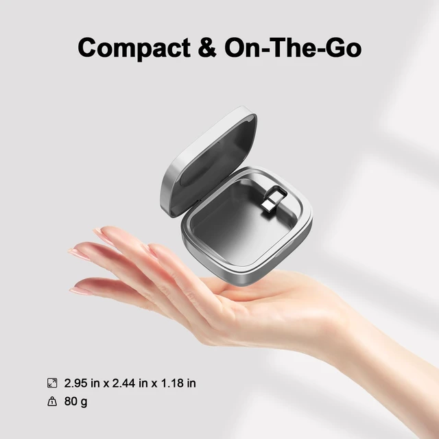 Alt view image 2 of 7 - Portable Charging Case Compatible with Oura Ring Gen 3/4/5 (Silver) Universal Fit, 1000mAh Wireless Power Station for Travel, 30-Day Runtime Charger Accessories, (Official Charger NOT Included)
