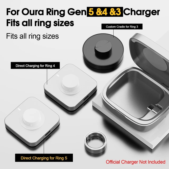 Alt view image 3 of 7 - Portable Charging Case Compatible with Oura Ring Gen 3/4/5 (Silver) Universal Fit, 1000mAh Wireless Power Station for Travel, 30-Day Runtime Charger Accessories, (Official Charger NOT Included)