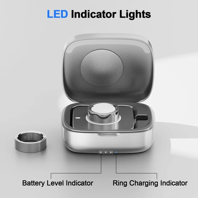 Alt view image 5 of 7 - Portable Charging Case Compatible with Oura Ring Gen 3/4/5 (Silver) Universal Fit, 1000mAh Wireless Power Station for Travel, 30-Day Runtime Charger Accessories, (Official Charger NOT Included)