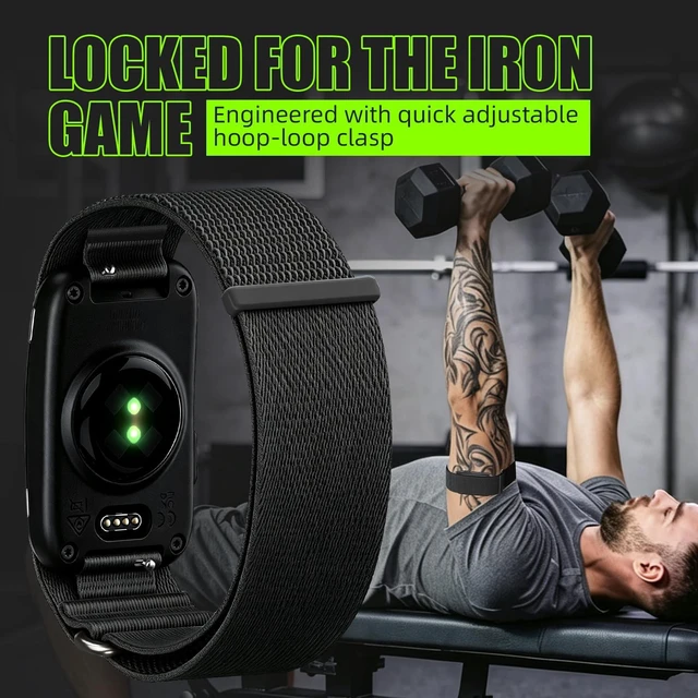 Alt view image 6 of 7 - Elastic Nylon Arm Band for Garmin Cirqa Smart Band,Bicep Upper Strap Premium Stretch Breathable Sport Armband,Replacement Accessories with Hook and Loop Closure for Men Women Gym Running
