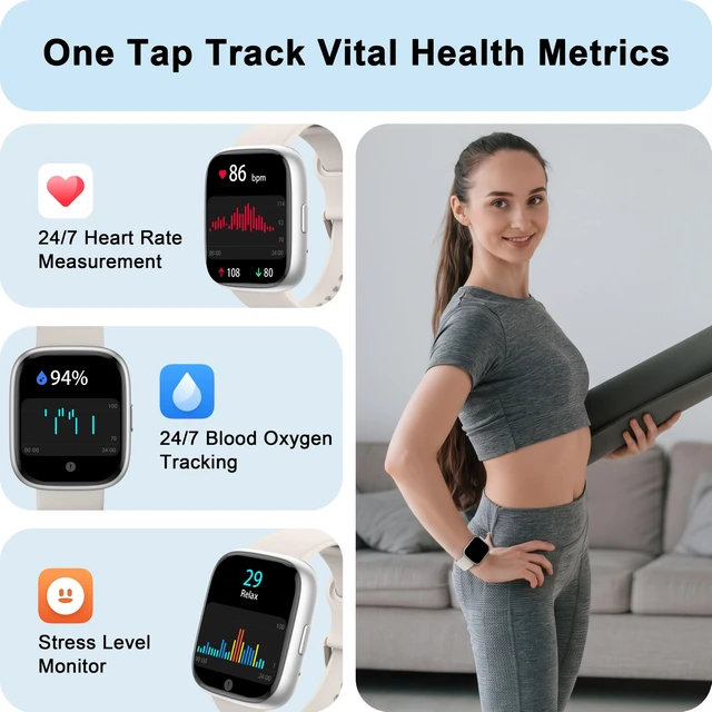 Alt view image 3 of 7 - Smart Watch Built-in Alexa, Answer & Make Calls, 1.83" Fitness Watch IP68 Waterproof, Heart Rate, Sleep & Stress Monitor, Step Counter Smartwatch for Women Men, Compatible with Android iOS