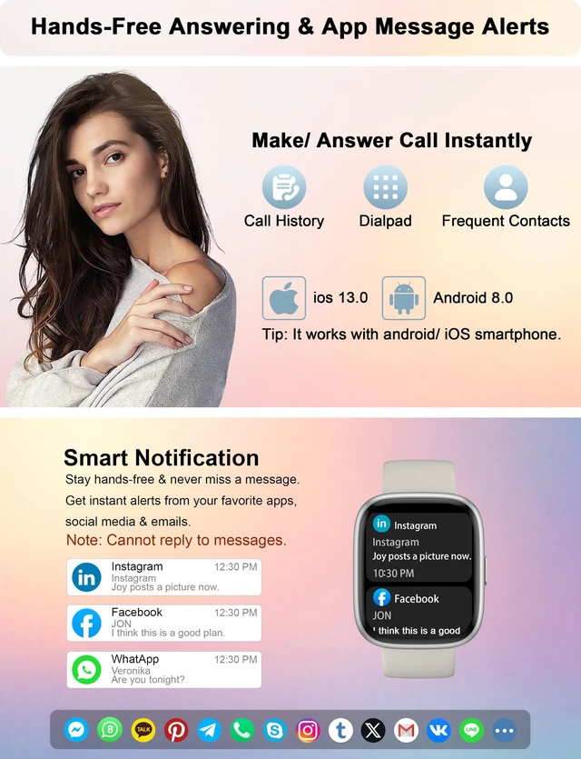 Alt view image 6 of 7 - Smart Watch Built-in Alexa, Answer & Make Calls, 1.83" Fitness Watch IP68 Waterproof, Heart Rate, Sleep & Stress Monitor, Step Counter Smartwatch for Women Men, Compatible with Android iOS