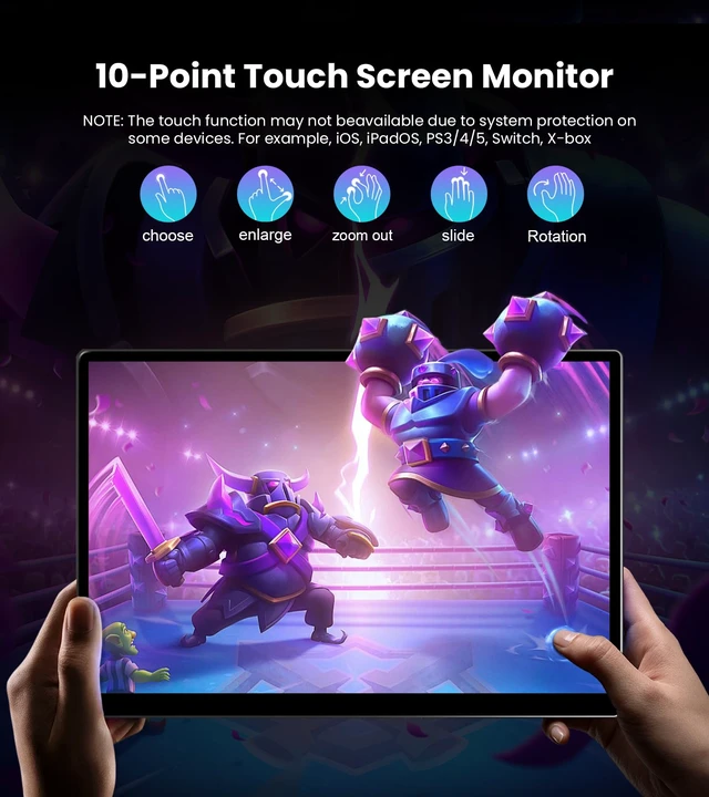 Alt view image 3 of 7 - 14 Inch Touchscreen Portable Monitor 1920x1200 IPS 16:10 Ratio FHD IPS Industrial Display, 100% sRGB 500 Nits, HDMI VGA DVI Inputs, Suitable for POS Kiosk Laptop PC Ras Pi Game Console