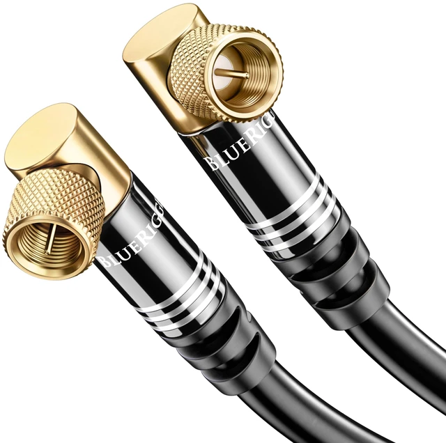 Main image of RG6 Coaxial Cable (15FT, 90° Angled to 90° Angled Connector Pin, Gold Plated, Triple Shielded) Digital Audio Video Coax Cable Cord for HDTV, CATV, Modem, Satellite Receivers