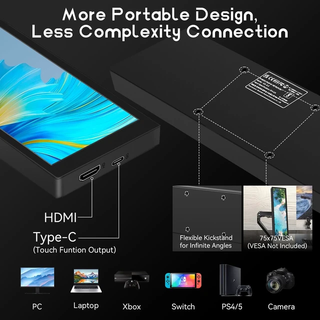 Alt view image 3 of 7 - 8.8 Inch Small Touchscreen Monitor, PC Temperature Display 1920x480, 60Hz HDMI PC Sensor Panel Display, IPS Mini Screen for Raspberry Pi, AIDA64 CPU RAM Data Temperature Monitor for ARGB Computer Case